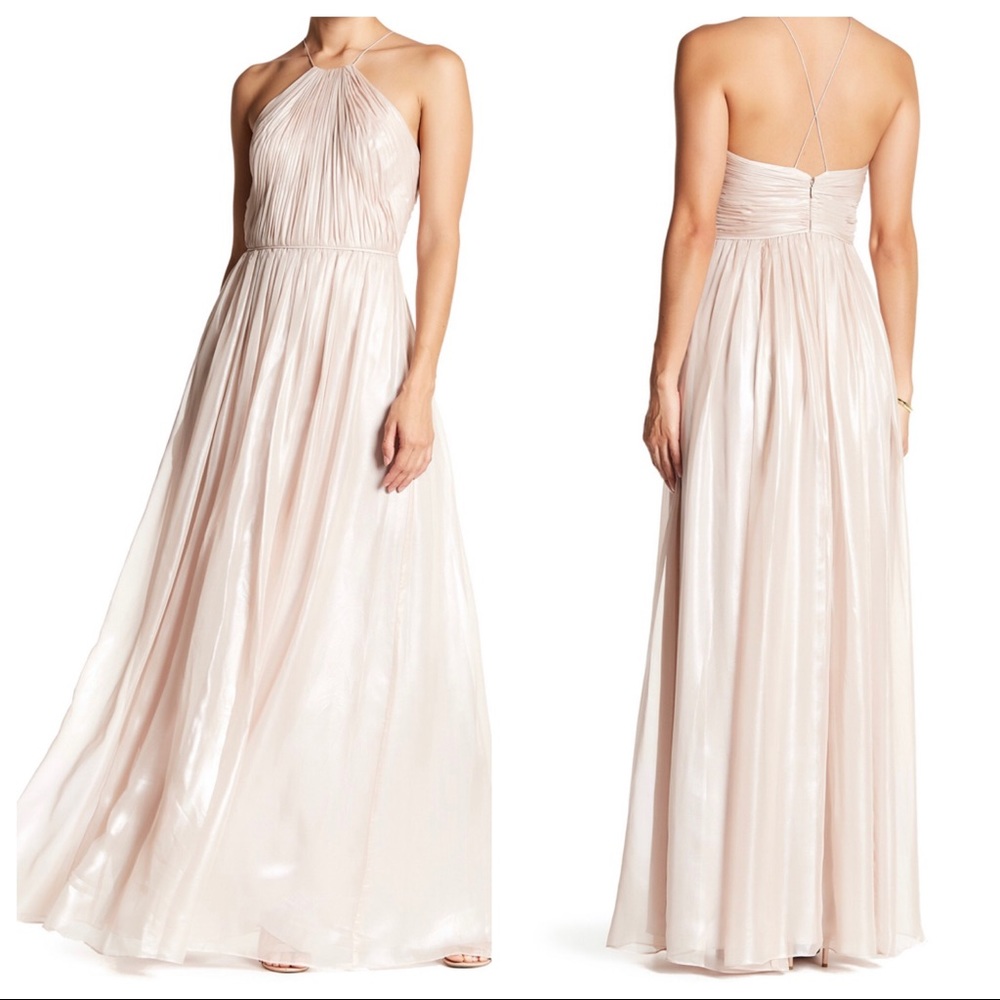 Vera Wang Lavender Metallic Chiffon Gown